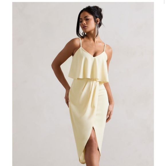 CLUBL London FARO | LEMON STRAPPY DRAPED-NECK WRAP DRESS SZ 4 - Picture 2 of 16